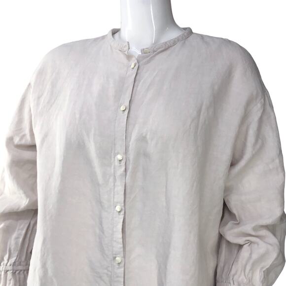 Nest Robe Womens Size OS One Size Blouse Button Up Band Collar Linen Ruched Cuff - Picture 2 of 16